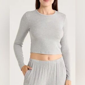Barefoot Dreams Malibu Collection Ribbed Long Sleeve Crop Top